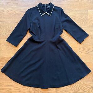 New Kate Spade Black Dress with Embellished Pearl and Rhinestone Collar